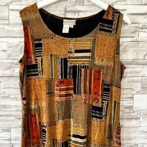 Coldwater Creek Set Women's Vintage Patchwork Fall Holiday Medium Blouse Top